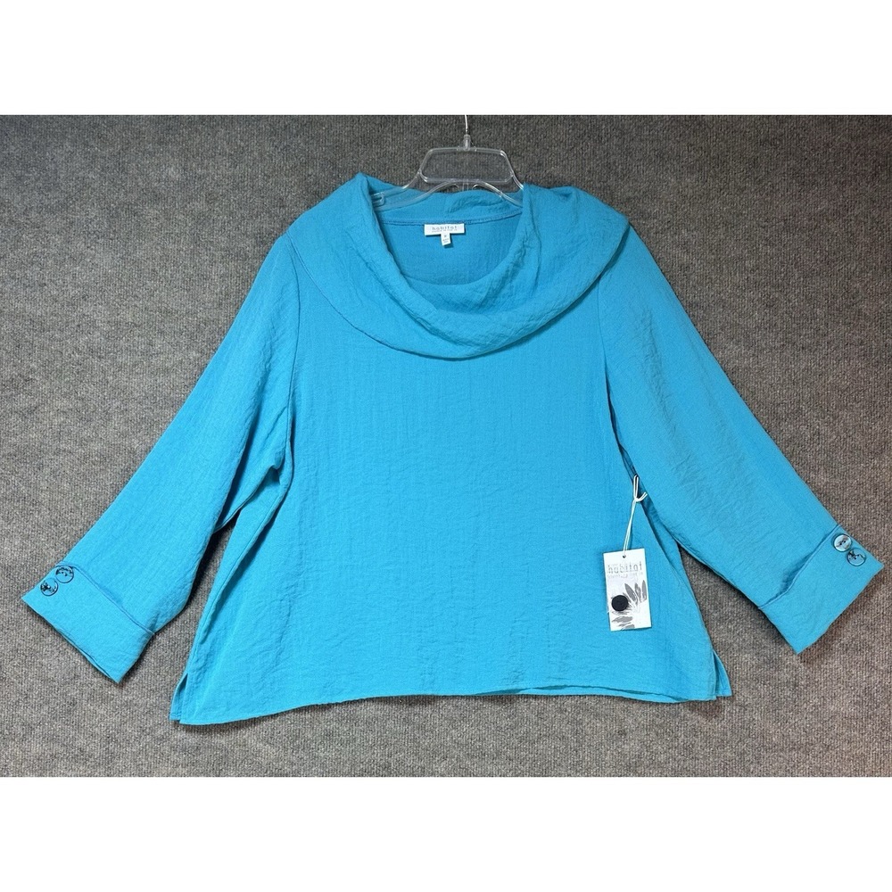 Habitat Top Women's Top Sz M Blue Shirt Lagenlook Boho Artsy Art Teacher NWT